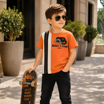 Boys Stylish Panel Graphic T-Shirt