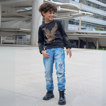 Boys Horse Golden printed Full Sleeve T-shirt