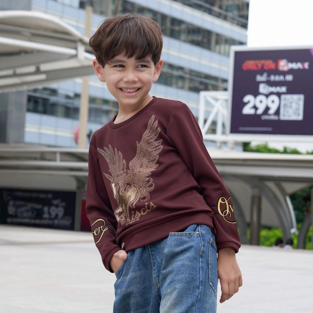 Boys Horse Golden printed Full Sleeve T-shirt