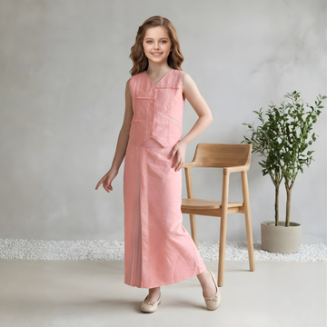Peach Trendy A-line Long Skirt Top