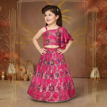 Girls Ghagra Choli ( Rani colour )
