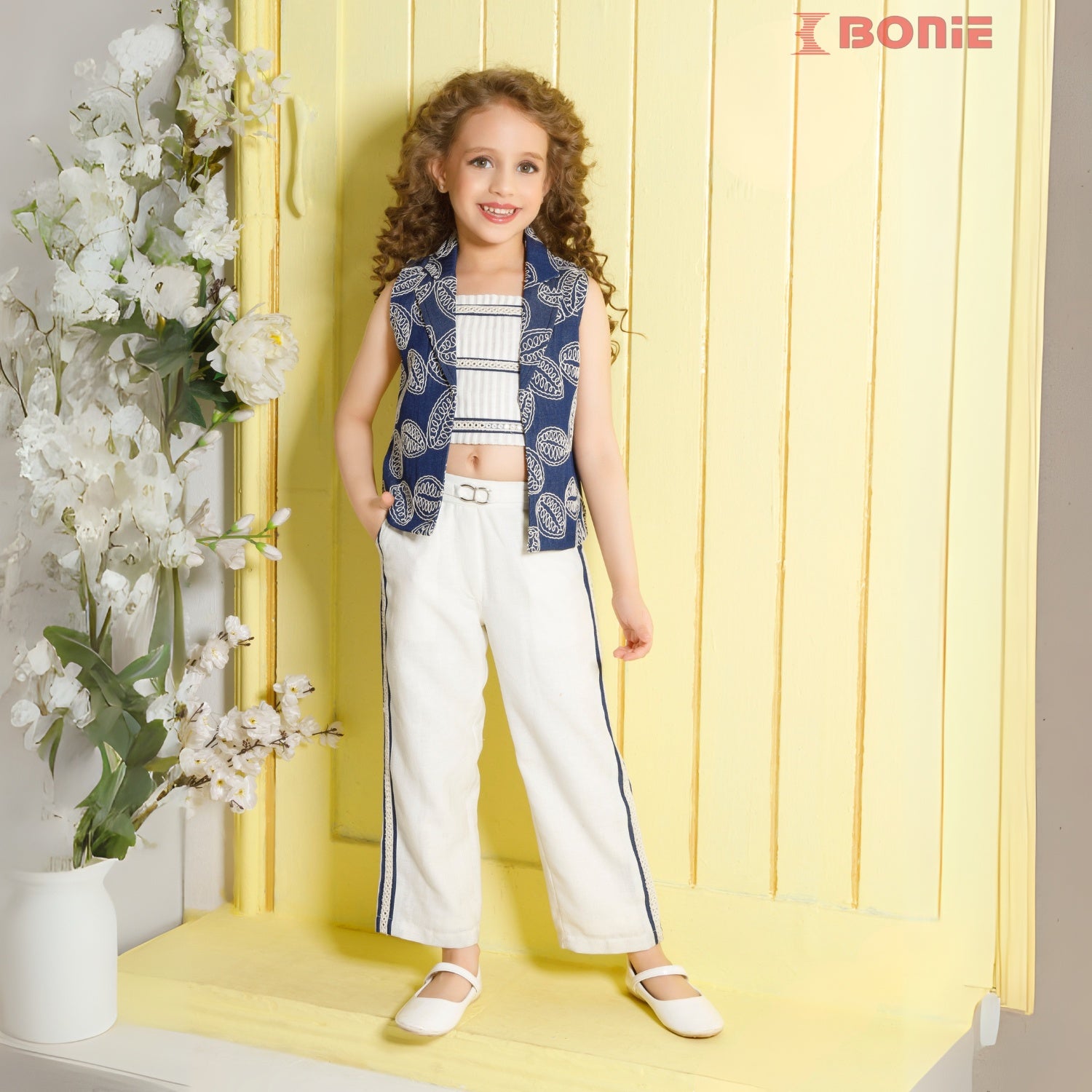 Stylish Cream Pant Set  With Jacket