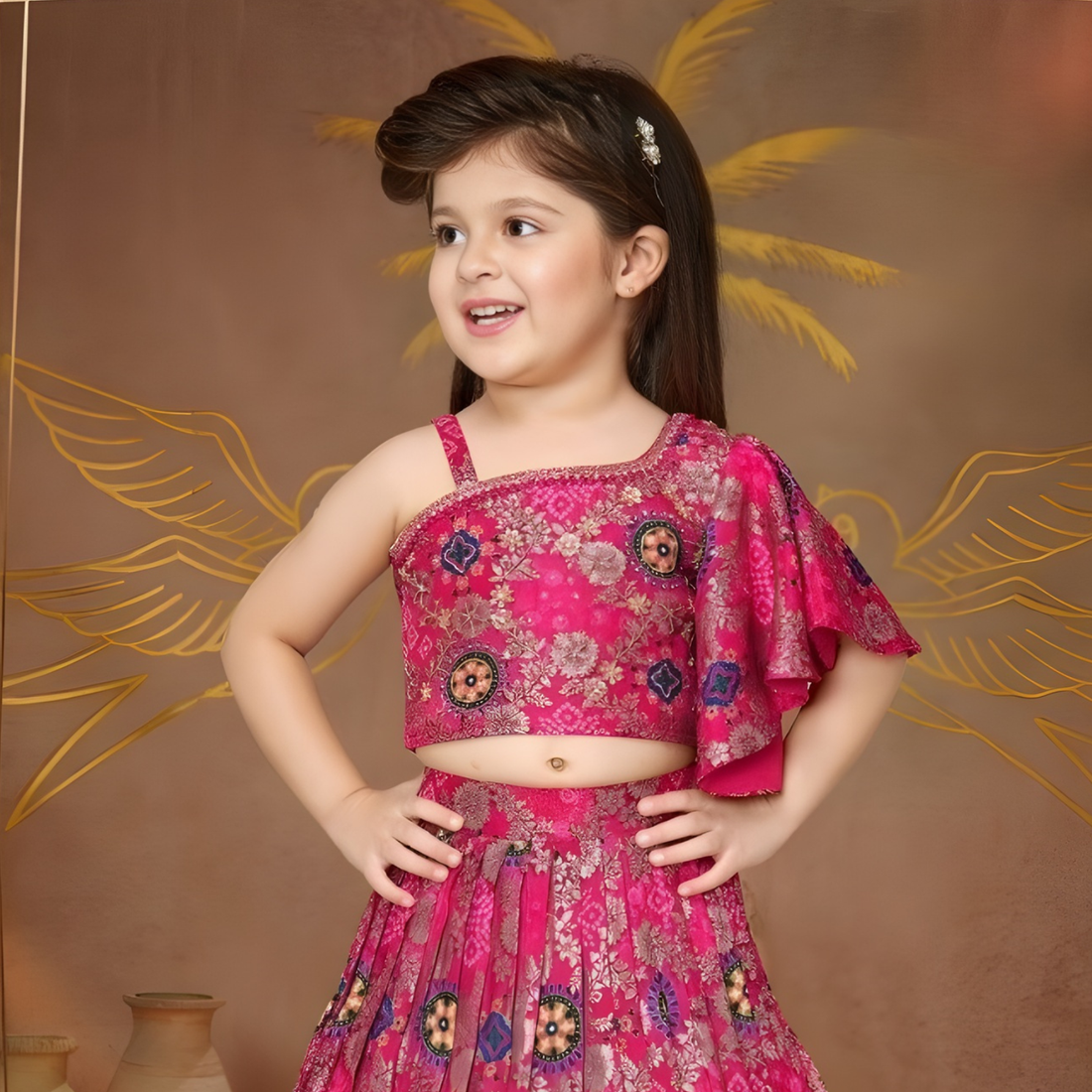 Girls Ghagra Choli ( Rani colour )