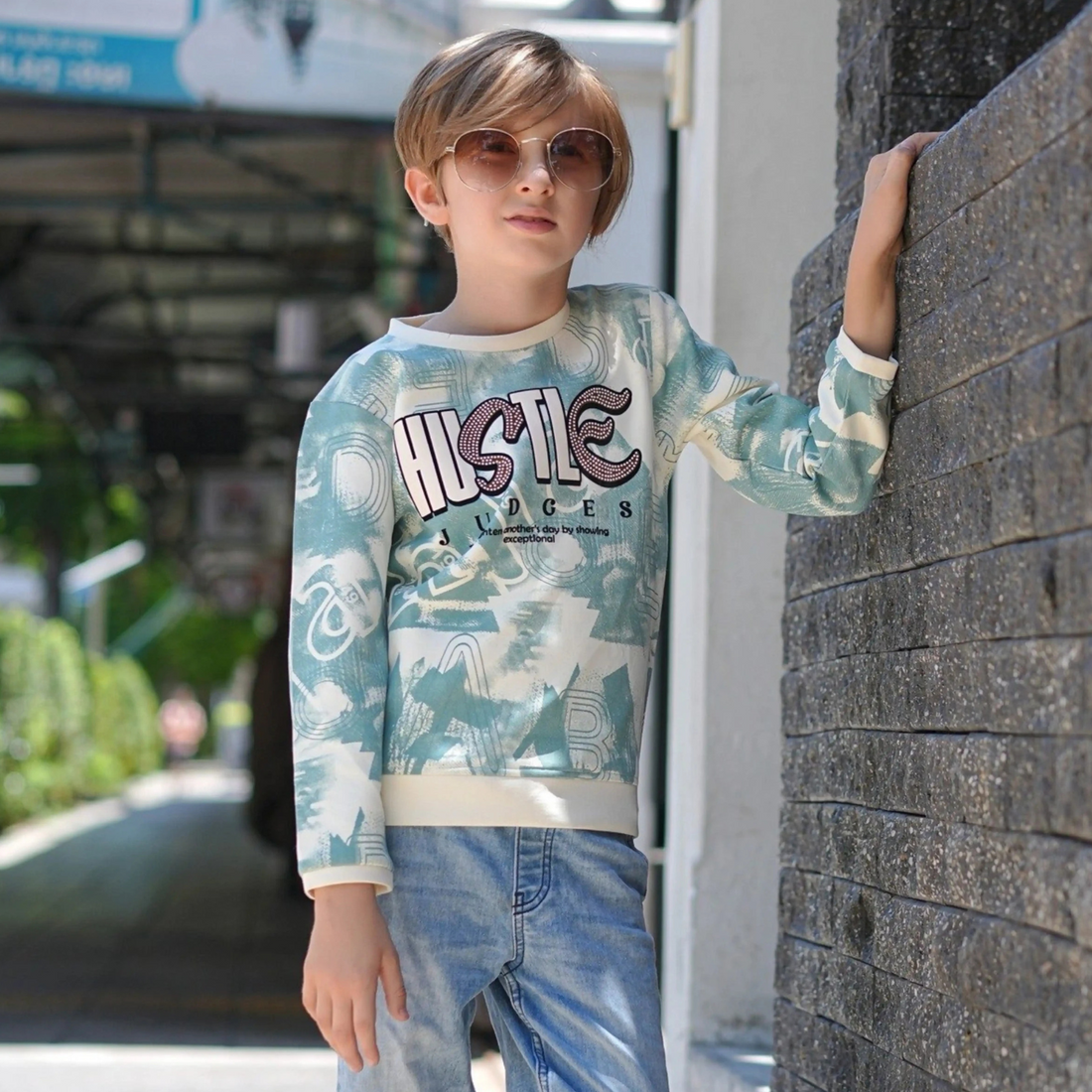 Boys Printed Round Neck Regular Fit Full Sleeves T-Shirt