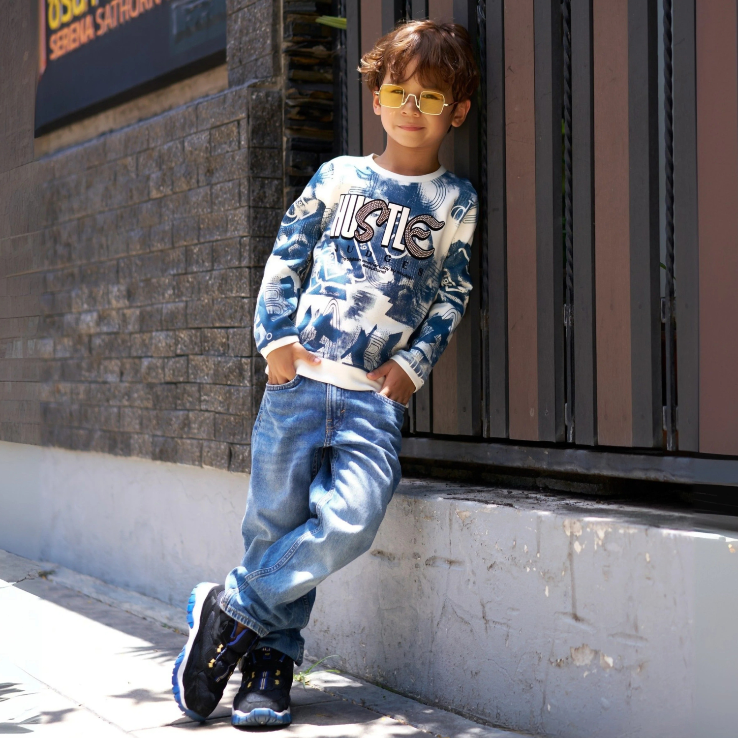 Boys Printed Round Neck Regular Fit Full Sleeves T-Shirt