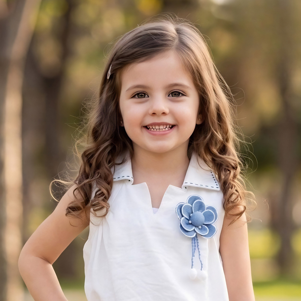Girls Premium Denim Skirt Top Pearl Work