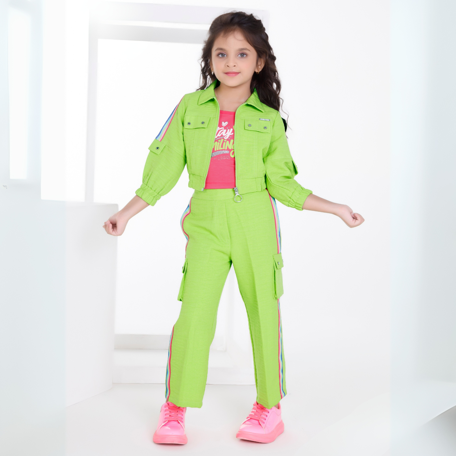 Girls Green Trouser Top Set