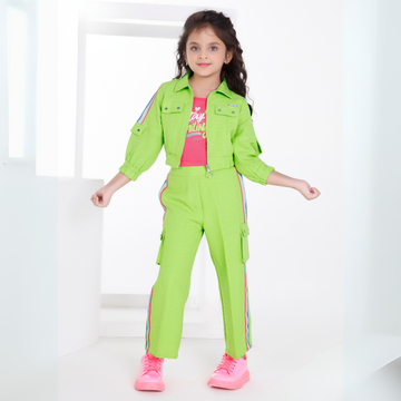 Girls Green Trouser Top Set