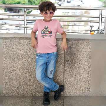 Peach Boys Half Sleeve Graphic Design T-Shirts