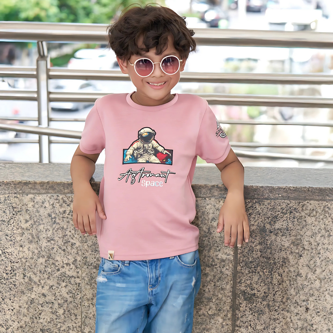 Peach Boys Half Sleeve Graphic Design T-Shirts