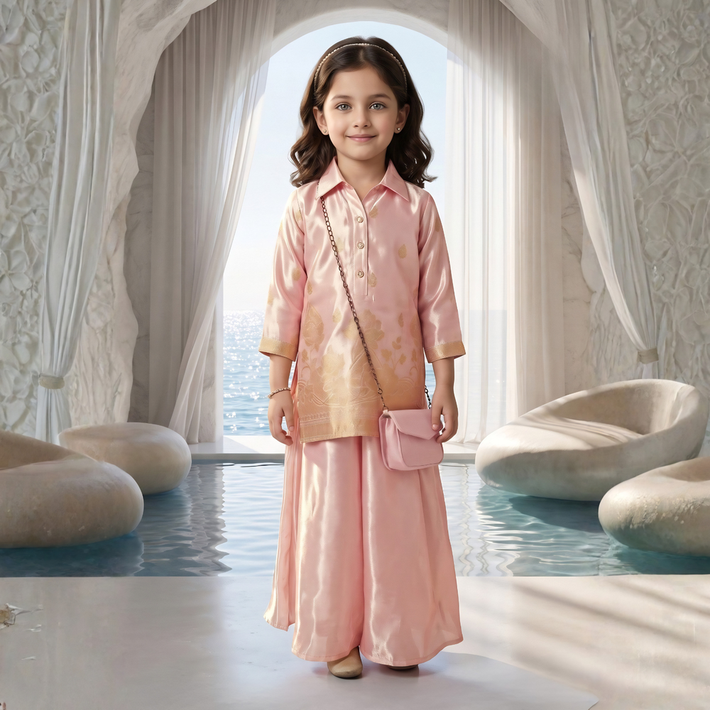 Trendy and Beautiful Pink Georgette Palazzo Suit