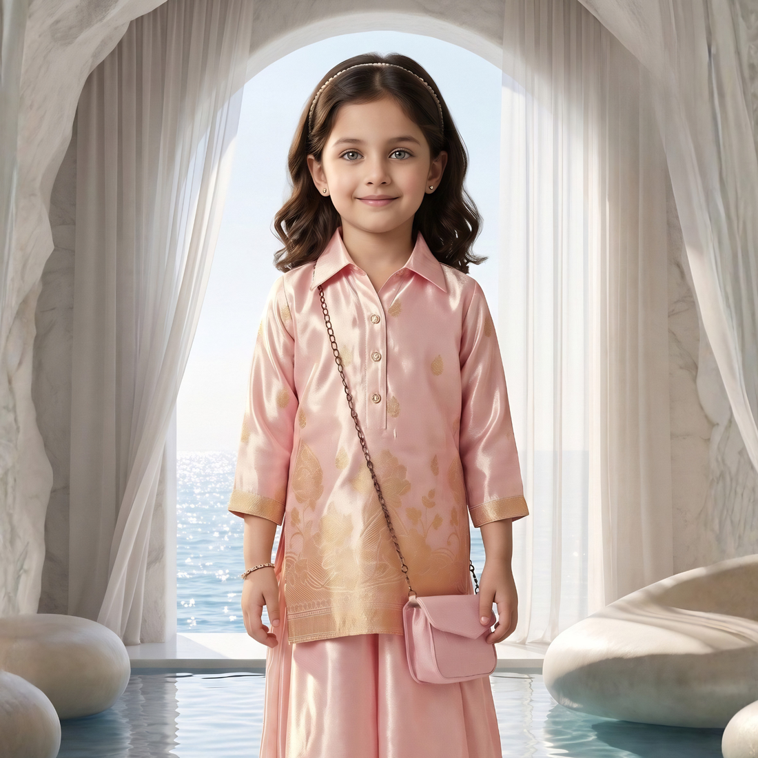Trendy and Beautiful Pink Georgette Palazzo Suit