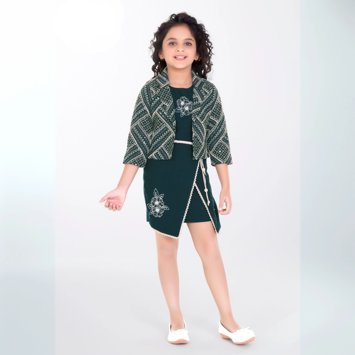 Girls Western Frock Georgette Embroidery Short Jacket