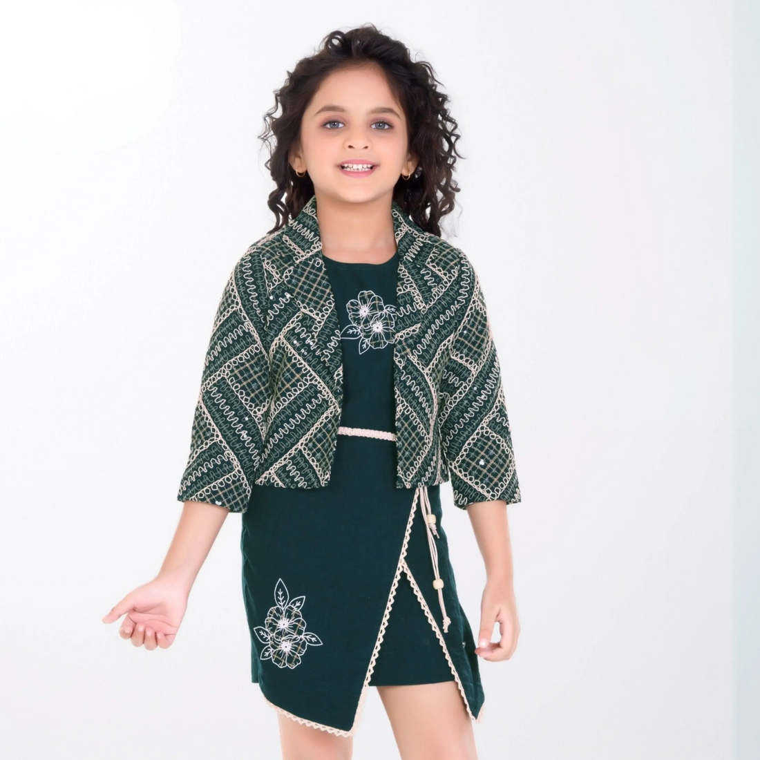 Girls Western Frock Georgette Embroidery Short Jacket