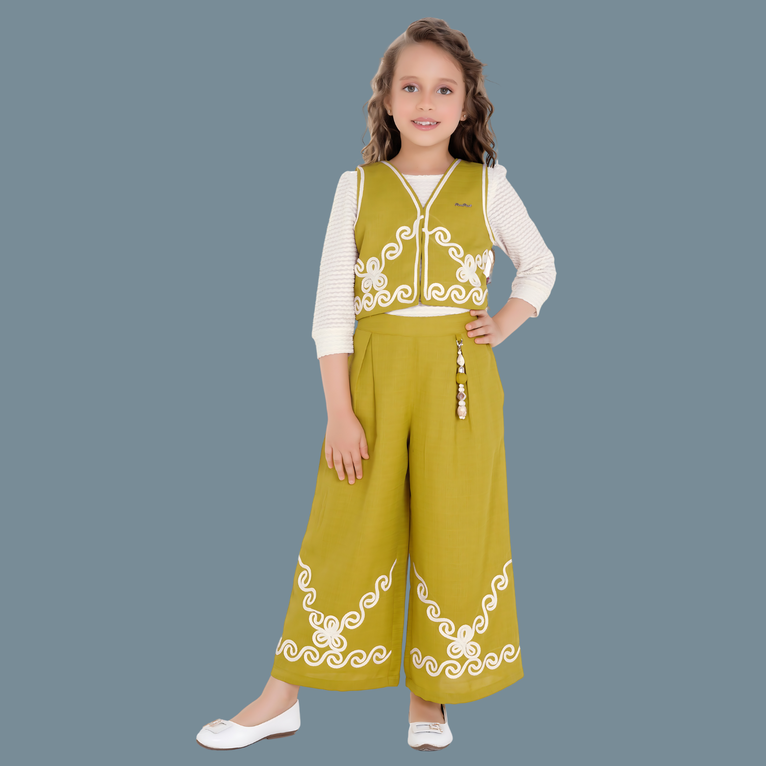 Girls Western Co-ords Set Mustard Color