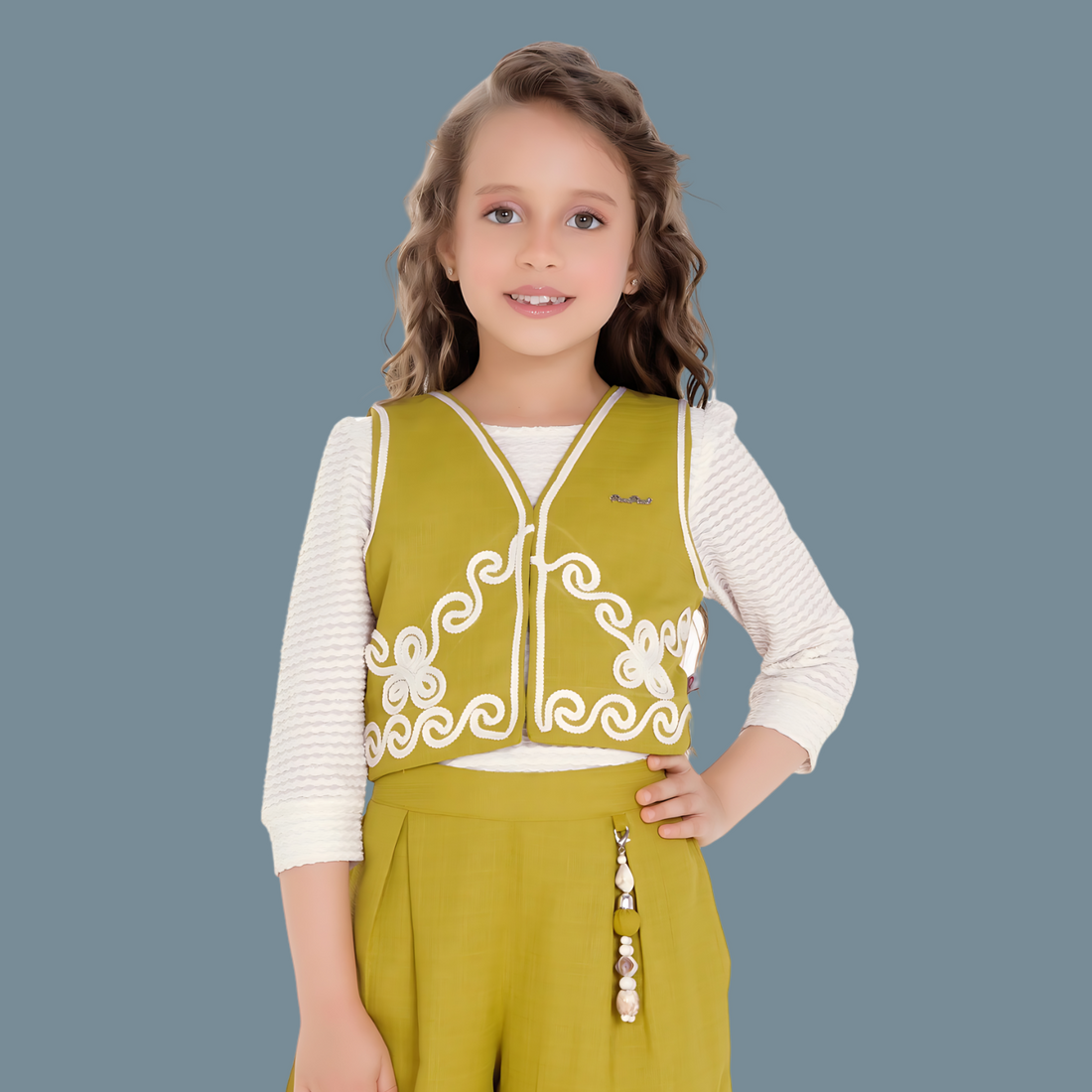 Girls Western Co-ords Set Mustard Color