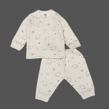Zero Knitted Full Sleeves Elephant Printed T-Shirt & Joggers Pant Set