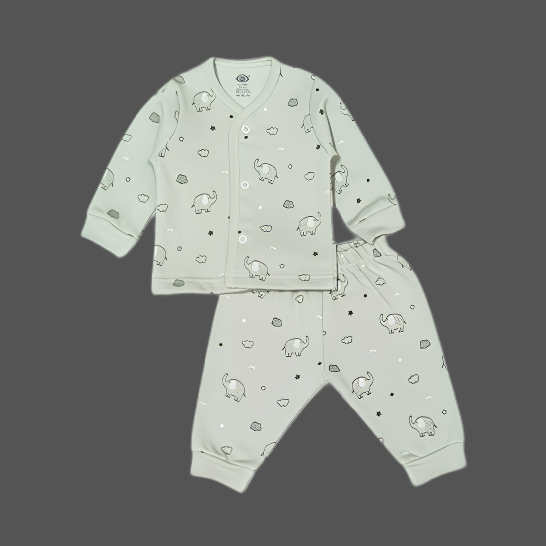 Zero Knitted Full Sleeves Elephant Printed T-Shirt & Joggers Pant Set