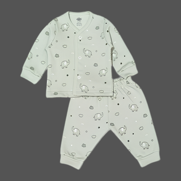 Zero Knitted Full Sleeves Elephant Printed T-Shirt & Joggers Pant Set