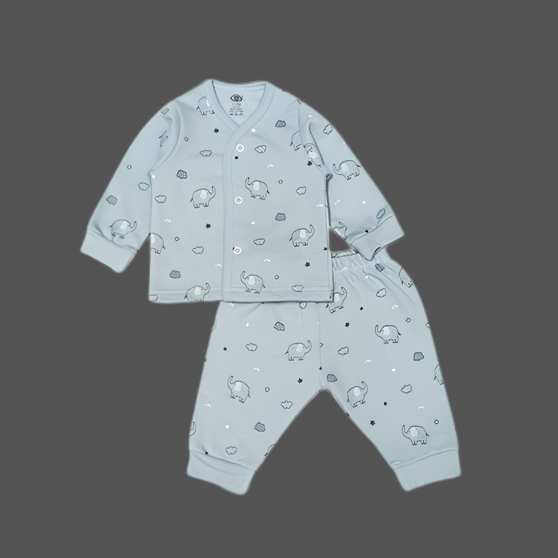 Zero Knitted Full Sleeves Elephant Printed T-Shirt & Joggers Pant Set