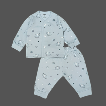 Zero Knitted Full Sleeves Elephant Printed T-Shirt & Joggers Pant Set