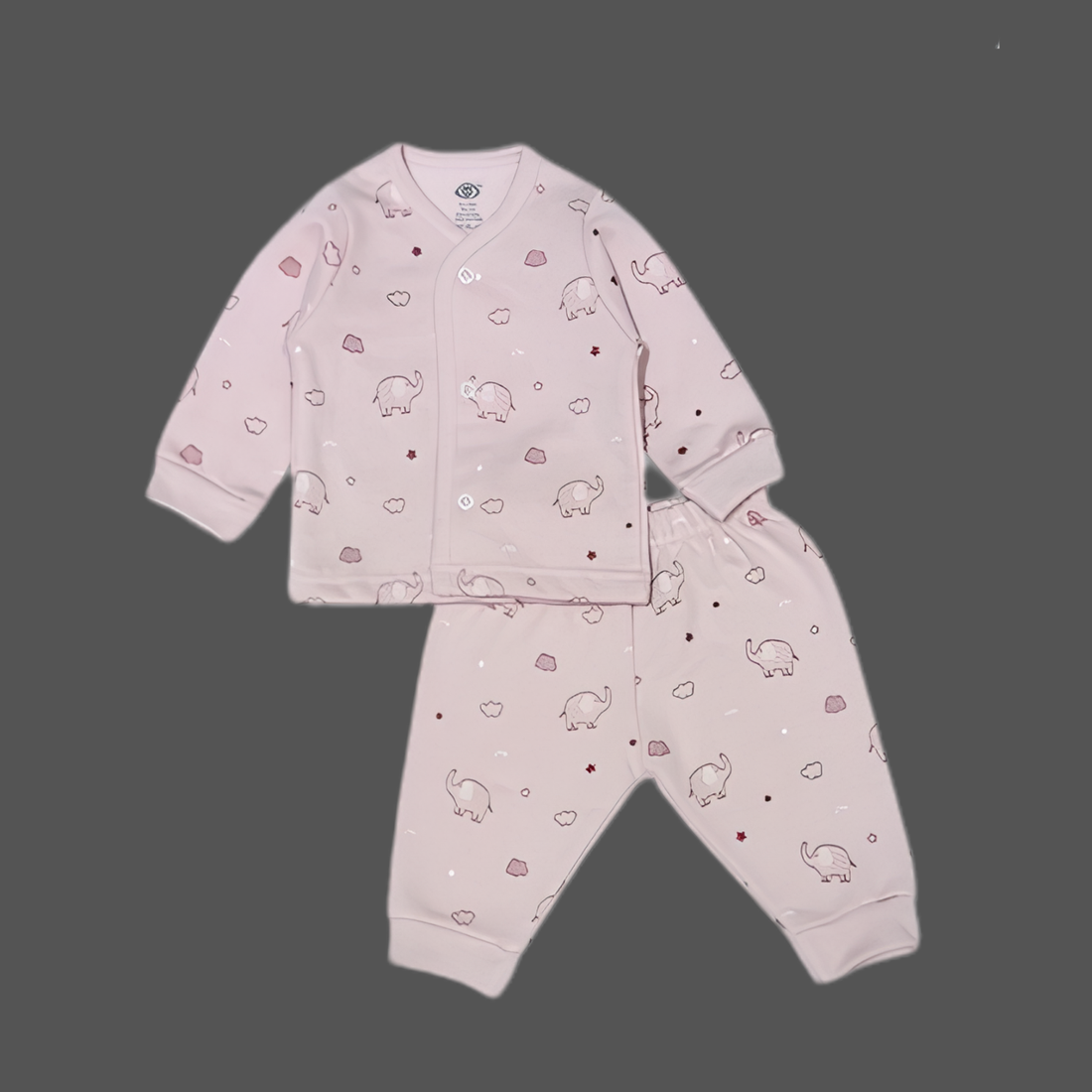 Zero Knitted Full Sleeves Elephant Printed T-Shirt & Joggers Pant Set