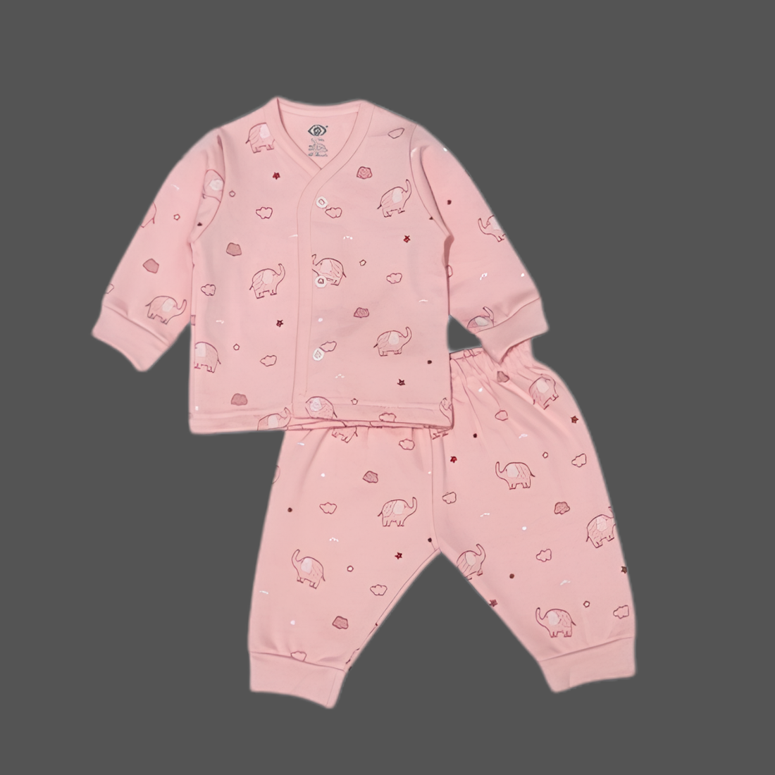 Zero Knitted Full Sleeves Elephant Printed T-Shirt & Joggers Pant Set