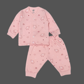 Zero Knitted Full Sleeves Elephant Printed T-Shirt & Joggers Pant Set