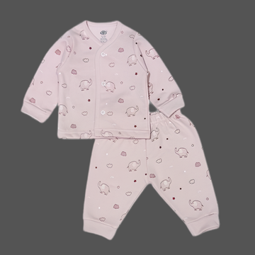 Zero Knitted Full Sleeves Elephant Printed T-Shirt & Joggers Pant Set