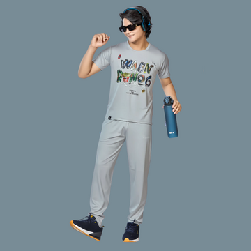 Boys Cement Printed Round Neck  Night Suit