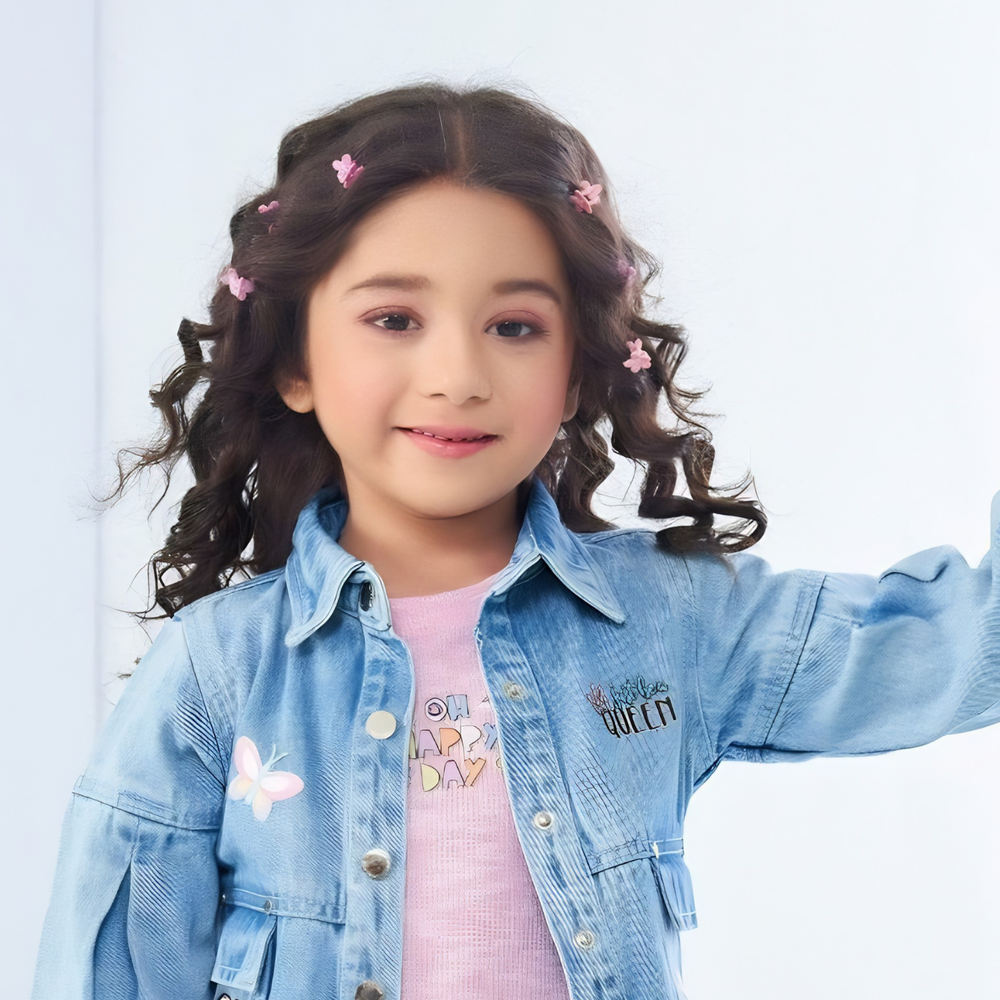 Girls' Stylish Denim Jacket and Jeans Co-Ord Trendy Outfit