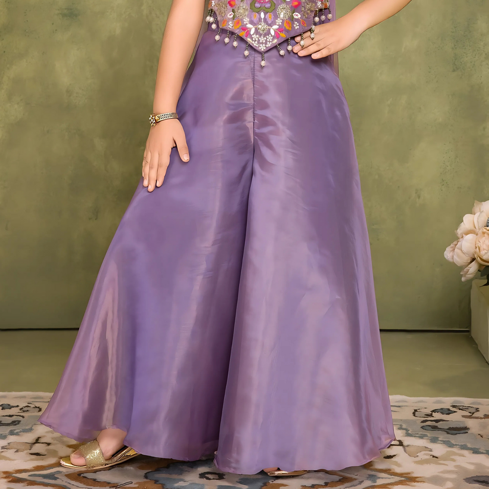 Designer Thread Embroidery For Palazzo Set For Girls