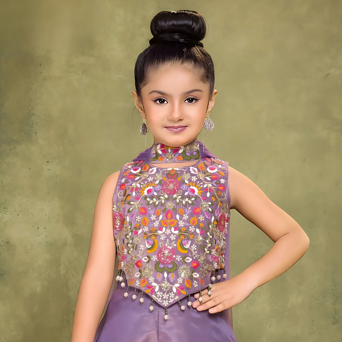 Designer Thread Embroidery For Palazzo Set For Girls