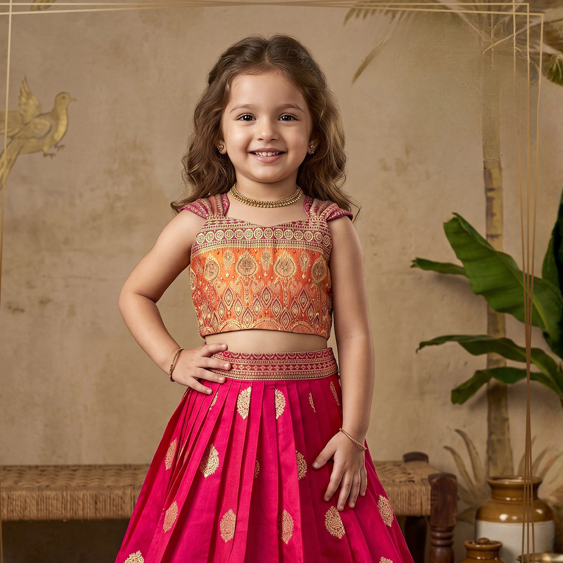 Banarasi Lehenga Blouse Design For Girls Traditional Zari Set