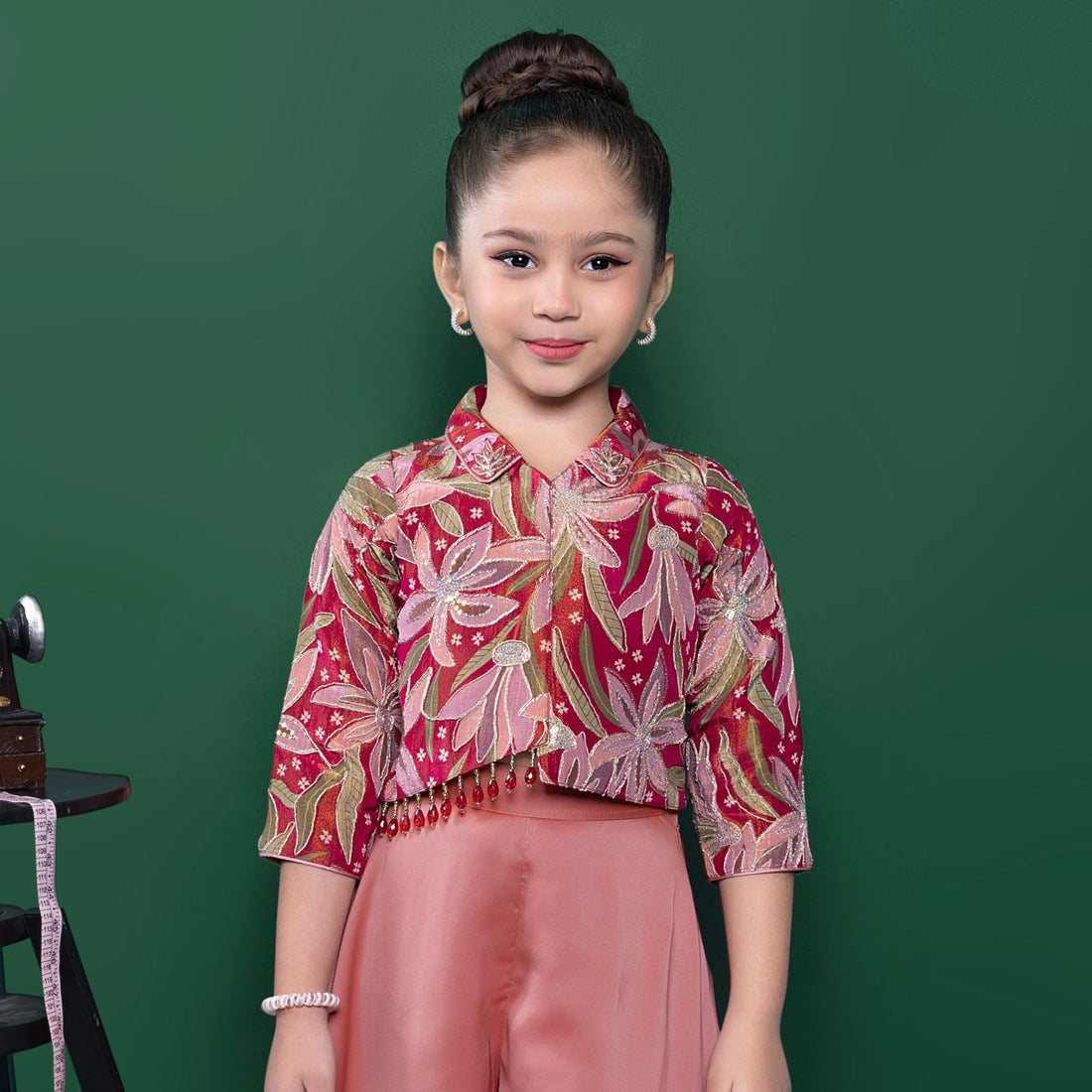 Elegant Peach Sequins And Bead Work Palazzo Set