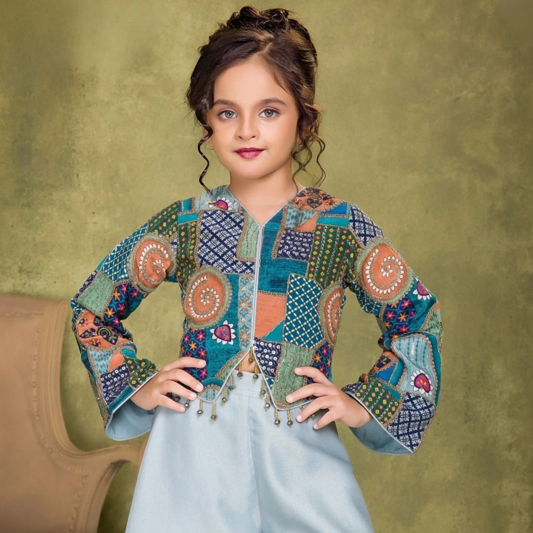 Designer Floral Printed Palazzo Set For Girls