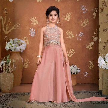 Girls Ethnic Partywear Embroidered Sharara Set