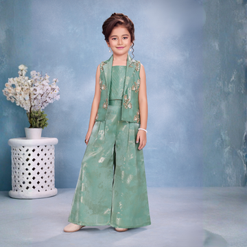 Girls Floral Crop Top & Matching Shrug Palazzo & Co-Ord Set