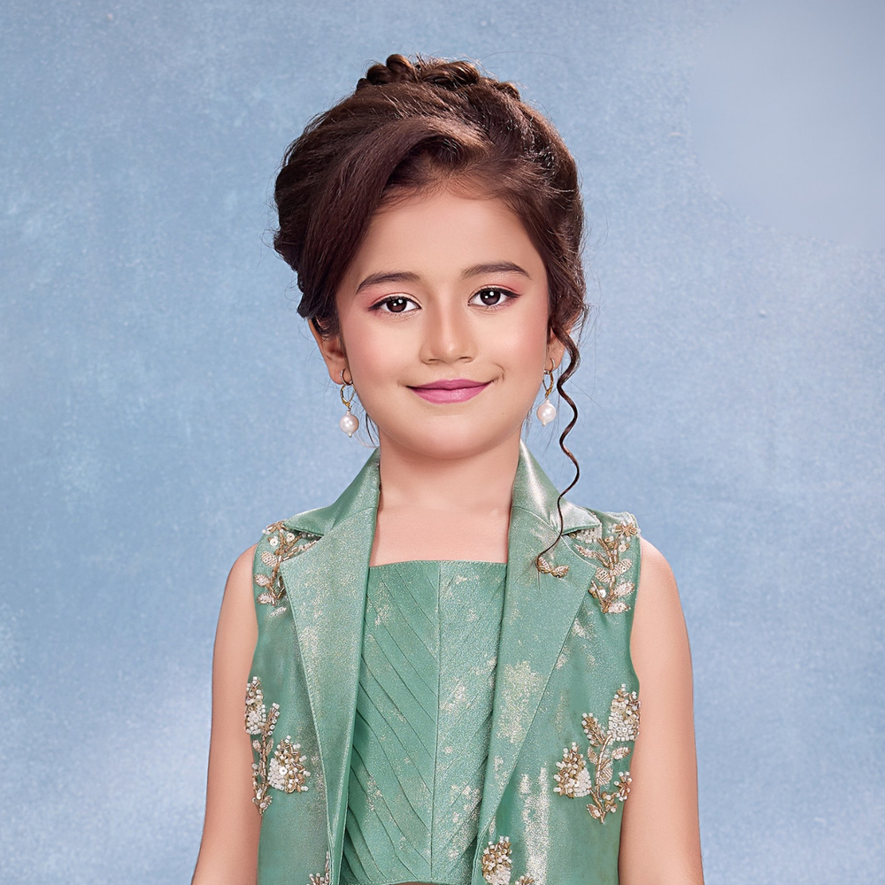 Girls Floral Crop Top & Matching Shrug Palazzo & Co-Ord Set
