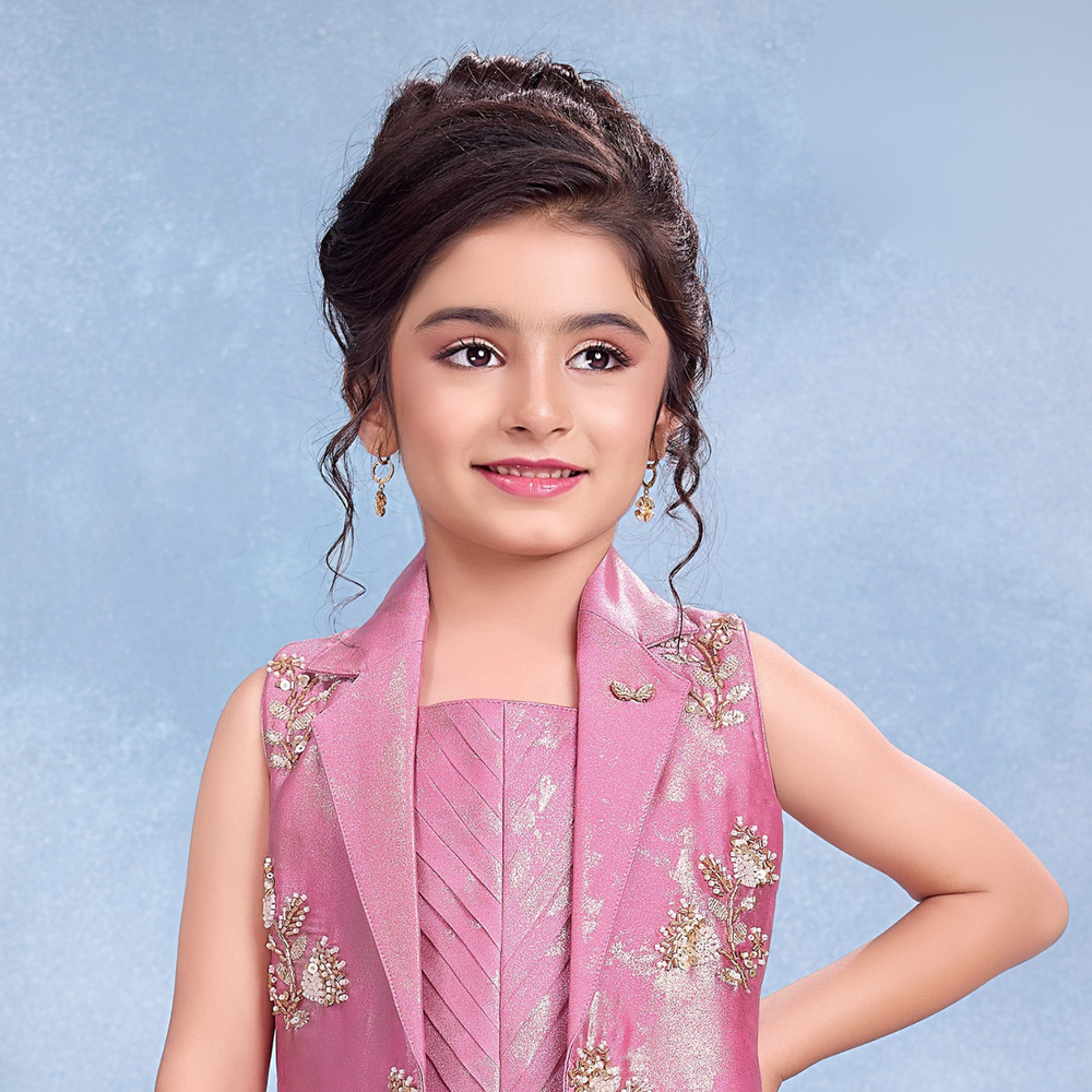 Girls Floral Crop Top & Matching Shrug Palazzo & Co-Ord Set