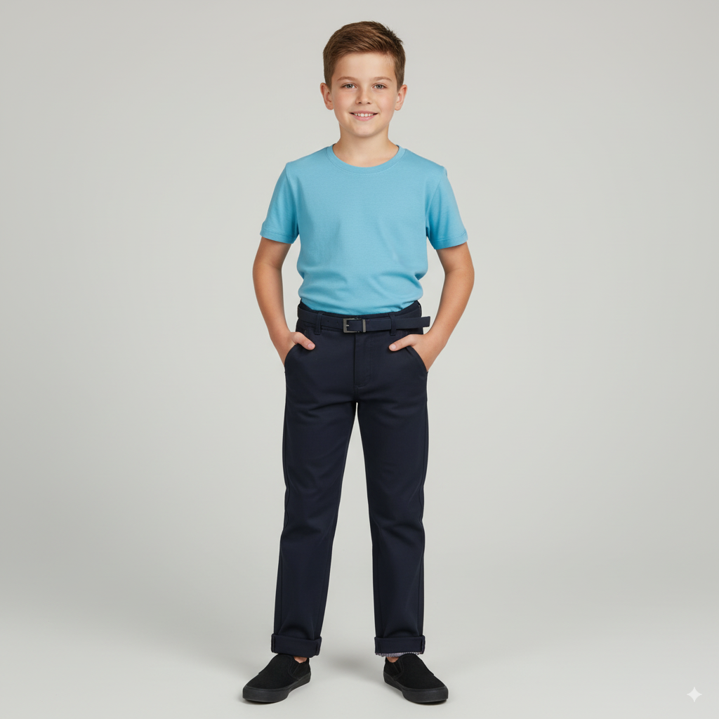 Boys Cotton Mid-Rise Classic Regular Fit Pant