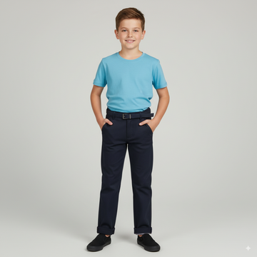 Boys Cotton Mid-Rise Classic Regular Fit Pant