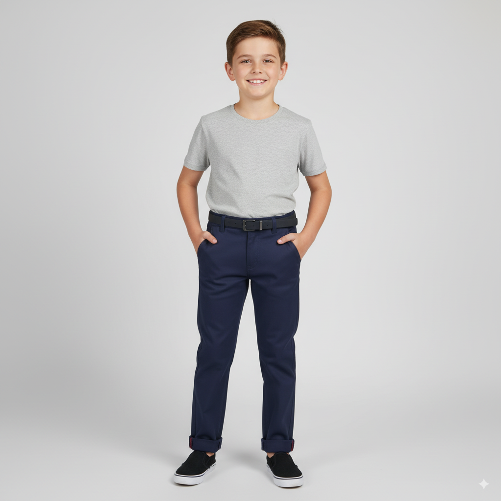 Boys Cotton Mid-Rise Classic Regular Fit Pant