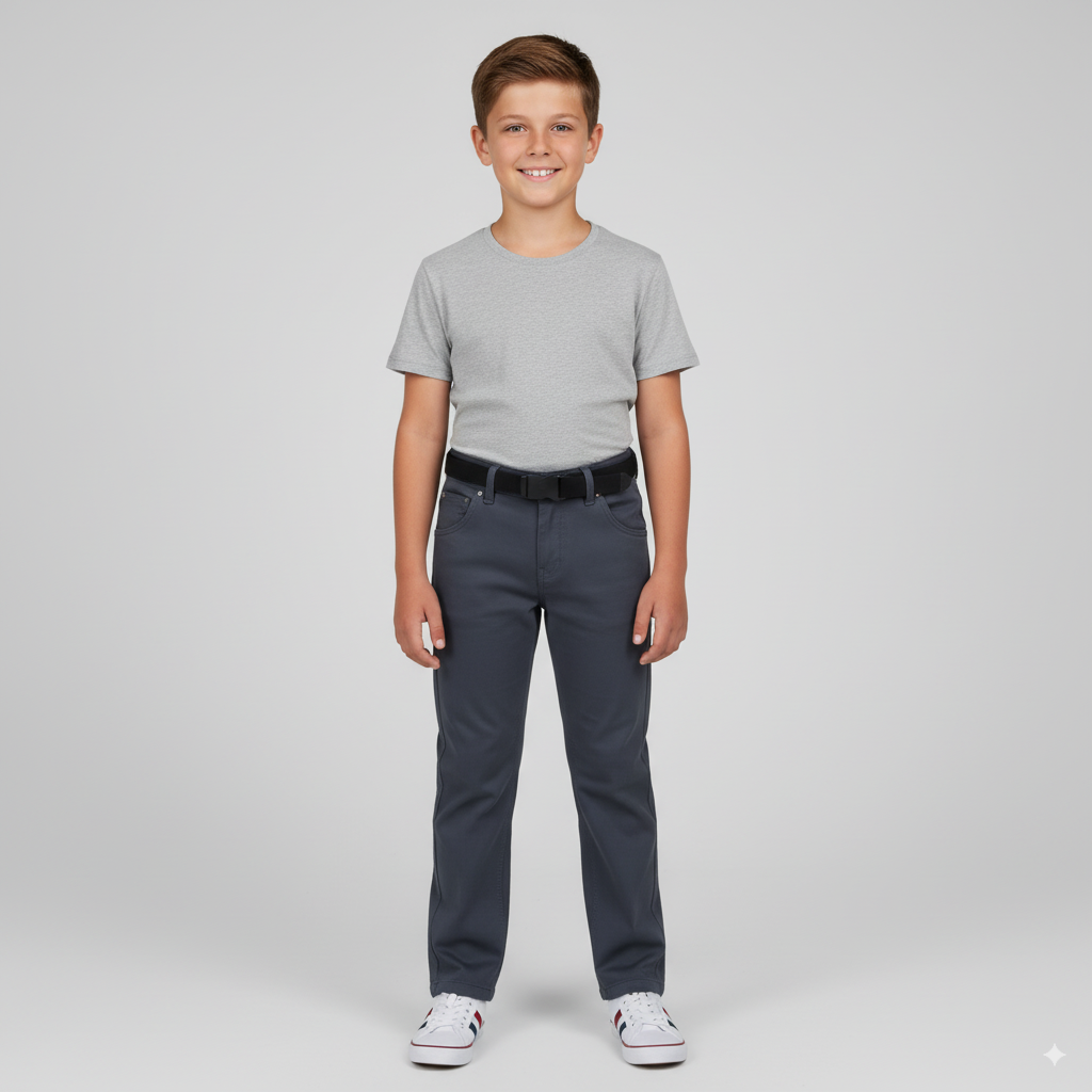 Solid Grey Denim Jeans For Boys