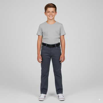 Solid Grey Denim Jeans For Boys