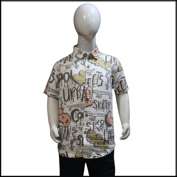 printed brown cotton shirt