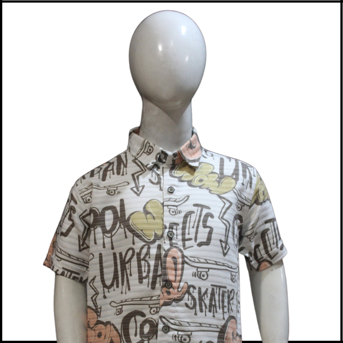 printed brown cotton shirt