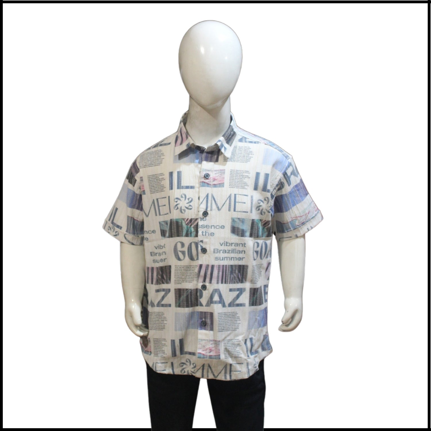printed powder blue casual cotton shirt