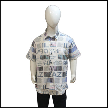 printed powder blue casual cotton shirt