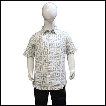 olive cotton shirt in printed